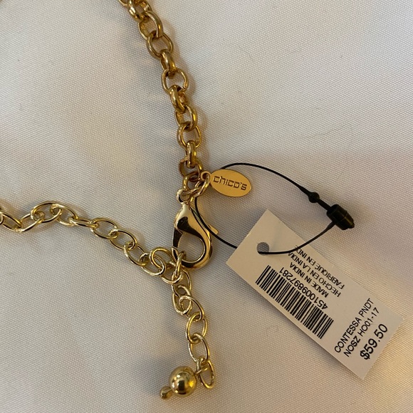 NWT Chico’s Gold/Teal Long Necklace - Picture 4 of 6